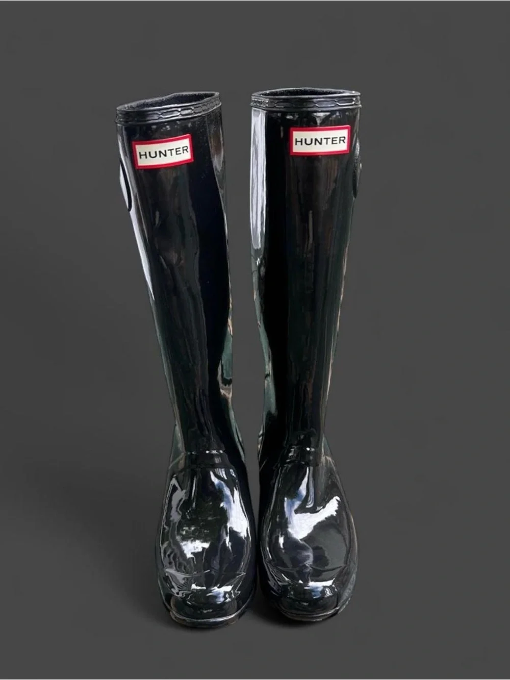 Hunter Original Tall Gloss Black Rain Boots - Size 9